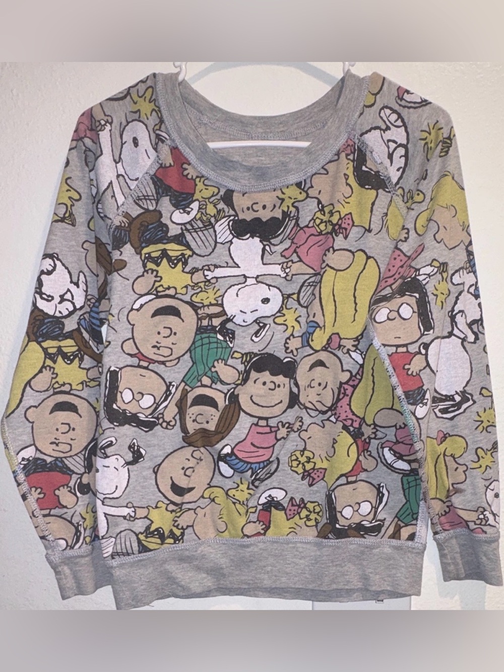 Vintage Peanuts Reversible All Over Print Sweatshirt Gray